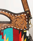 OHLAY HOBO Hand Tooled Upcycled Wool  Genuine Leather women bag western handbag purse