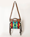 OHLAY HOBO Hand Tooled Upcycled Wool  Genuine Leather women bag western handbag purse