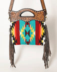 OHLAY HOBO Hand Tooled Upcycled Wool  Genuine Leather women bag western handbag purse