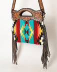 OHLAY HOBO Hand Tooled Upcycled Wool  Genuine Leather women bag western handbag purse