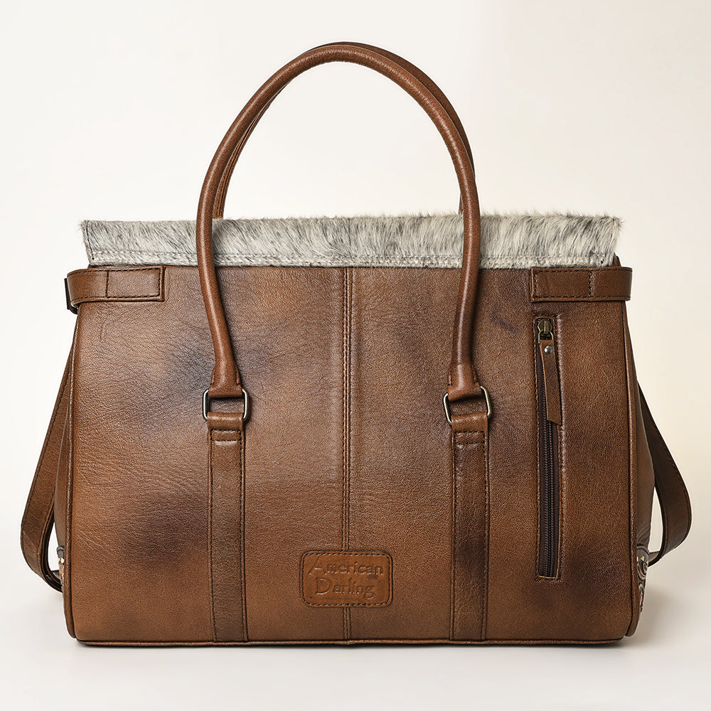 American Darling ADBG1397 Cross Body Hand Tooled Hair On Genuine Leather women bag western handbag purse