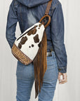 American Darling Sling Hand Tooled Hair-onGenuine Leather women bag western handbag purse