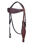 HILASON Western Horse Leather Headstall & Breast Collar Set Basket Chocolate