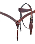 HILASON Western Horse Leather Headstall & Breast Collar Set Basket Chocolate