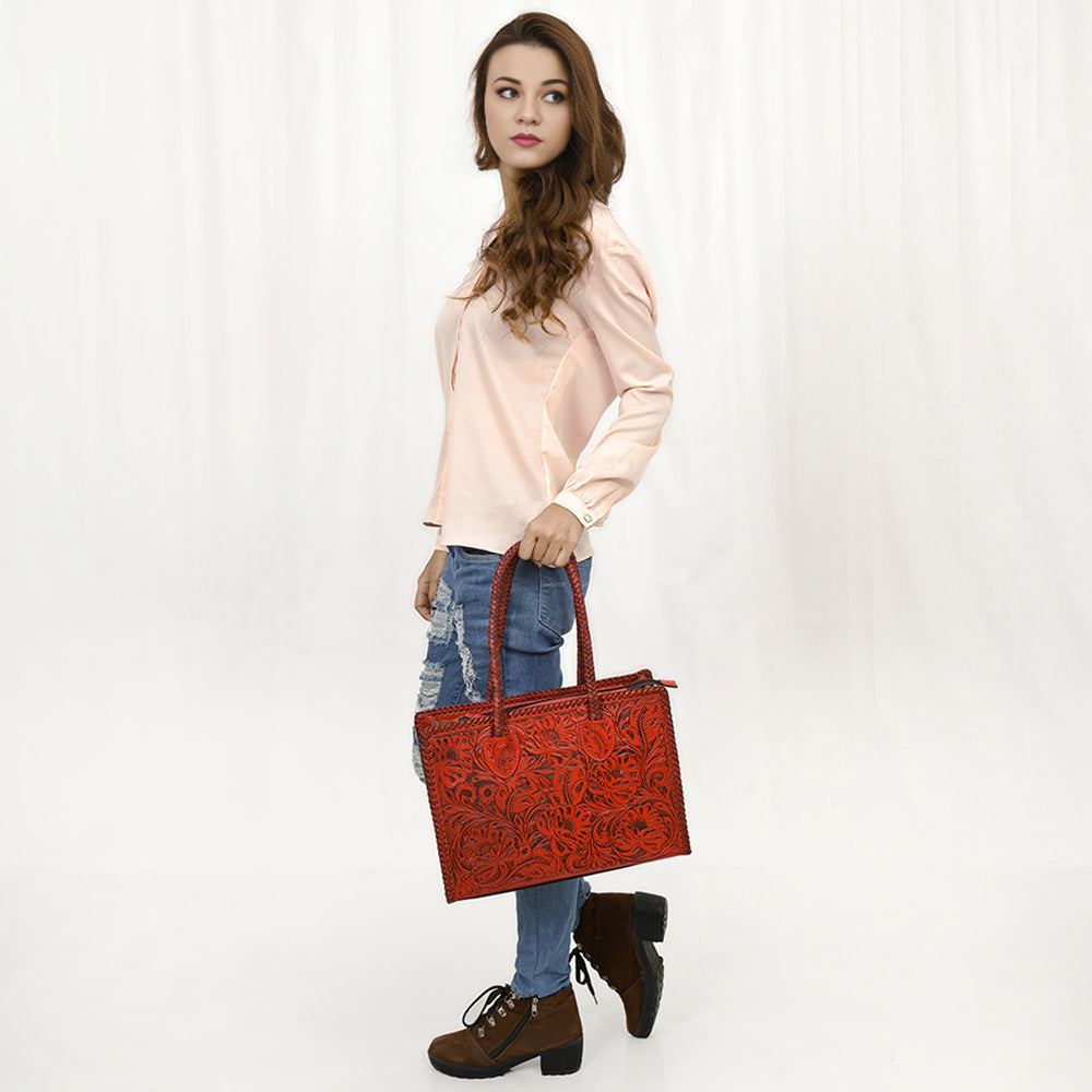 American Darling ADBG1412A Tote Hand Tooled Genuine Leather Women Bag Western Handbag Purse