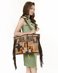 American Darling ADBG1113A Tote Saddle Blanket Genuine Leather Women Bag Western Handbag Purse