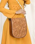 American Darling ADBG1418 Cross Body Hand Tooled Genuine Leather women bag western handbag purse