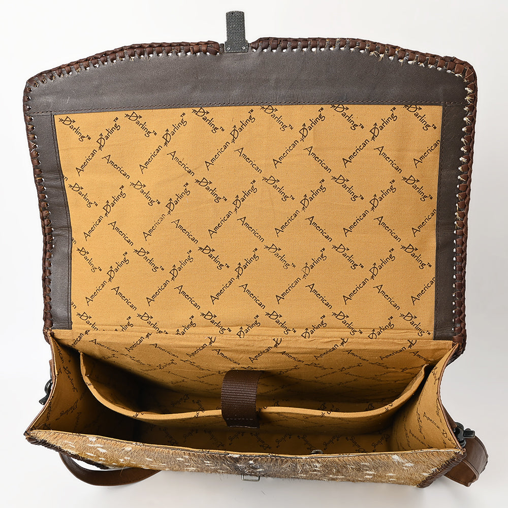 ADBG1420 Briefcase Hair On Genuine Leather Women Bag Western Handbag Purse