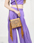 American Darling Hand Tooled Genuine Leather women bag western handbag purse