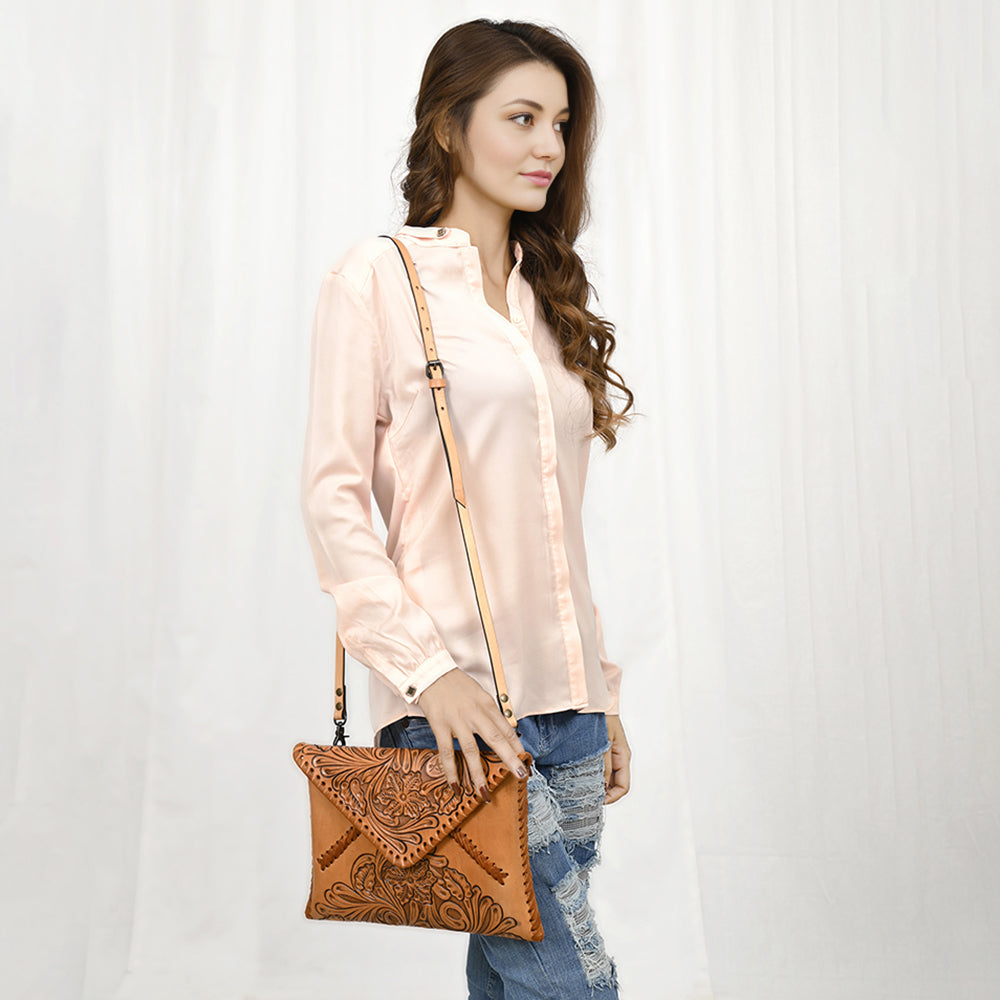 American Darling Envelope Hand Tooled Genuine Leather women bag western handbag purse