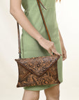American Darling Envelope Hand Tooled Genuine Leather women bag western handbag purse