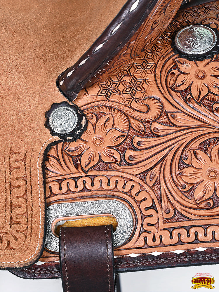 HILASON Western Horse Saddle American Leather Trail Barrel Brown