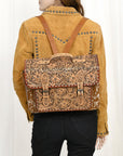 American Darling ADBG1426 Briefcase Hand Tooled Hair On Genuine Leather women bag western handbag purse