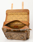 American Darling ADBG1426 Briefcase Hand Tooled Hair On Genuine Leather women bag western handbag purse
