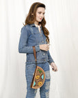 American Darling Hand Tooled Genuine Leather women bag western handbag purse