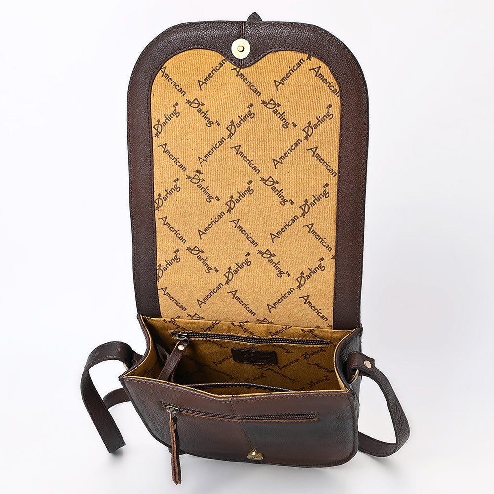 American Darling Adbga530 Small Crossbody Hand Tooled Genuine Leather Women Bag Western Handbag Purse