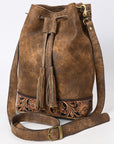 American Darling Adbga532 Bucket Hand Tooled Genuine Leather Women Bag Western Handbag Purse