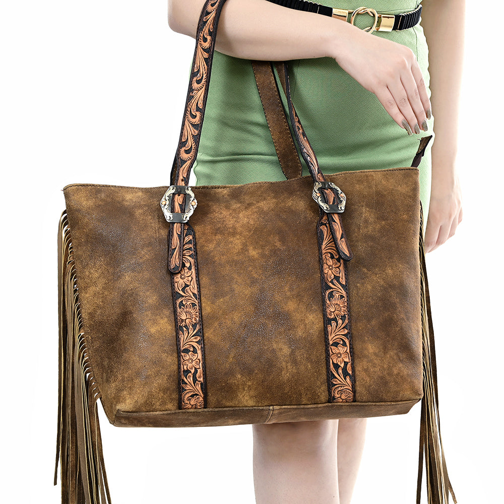 American Darling Adbga533 Tote Hand Tooled Genuine Leather Women Bag Western Handbag Purse