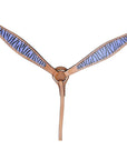 HILASON Western Horse Leather Headstall & Breast Collar Tack Set Blue Zebra
