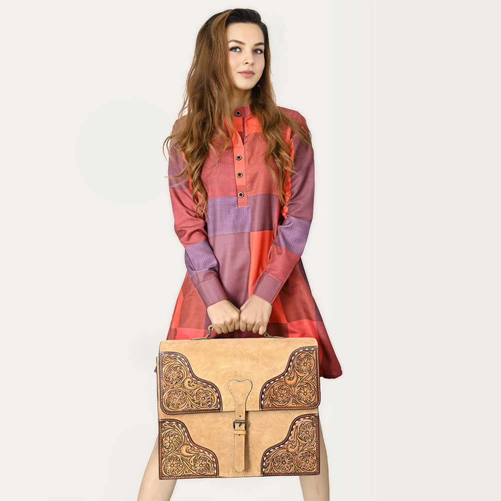American Darling ADBG1436 Briefcase Hand Tooled Genuine Leather women bag western handbag purse