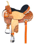 HILASON Western Horse Saddle American Leather Treeless Trail Barrel Saddle Saddle Tan