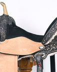 HILASON Flex Tree Western Horse Saddle American Leather Trail Barrel Racing Black Rough Out