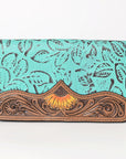 OHLAY WALLET Hand Tooled Embossed  Genuine Leather women bag western handbag purse