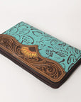 OHLAY WALLET Hand Tooled Embossed  Genuine Leather women bag western handbag purse
