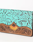 OHLAY WALLET Hand Tooled Embossed  Genuine Leather women bag western handbag purse