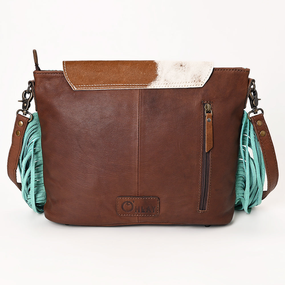 Ohlay Bags OHG168 Cross Body I Hand Tooled Embossed Hair-On Genuine Leather Women Bag Western Handbag Purse