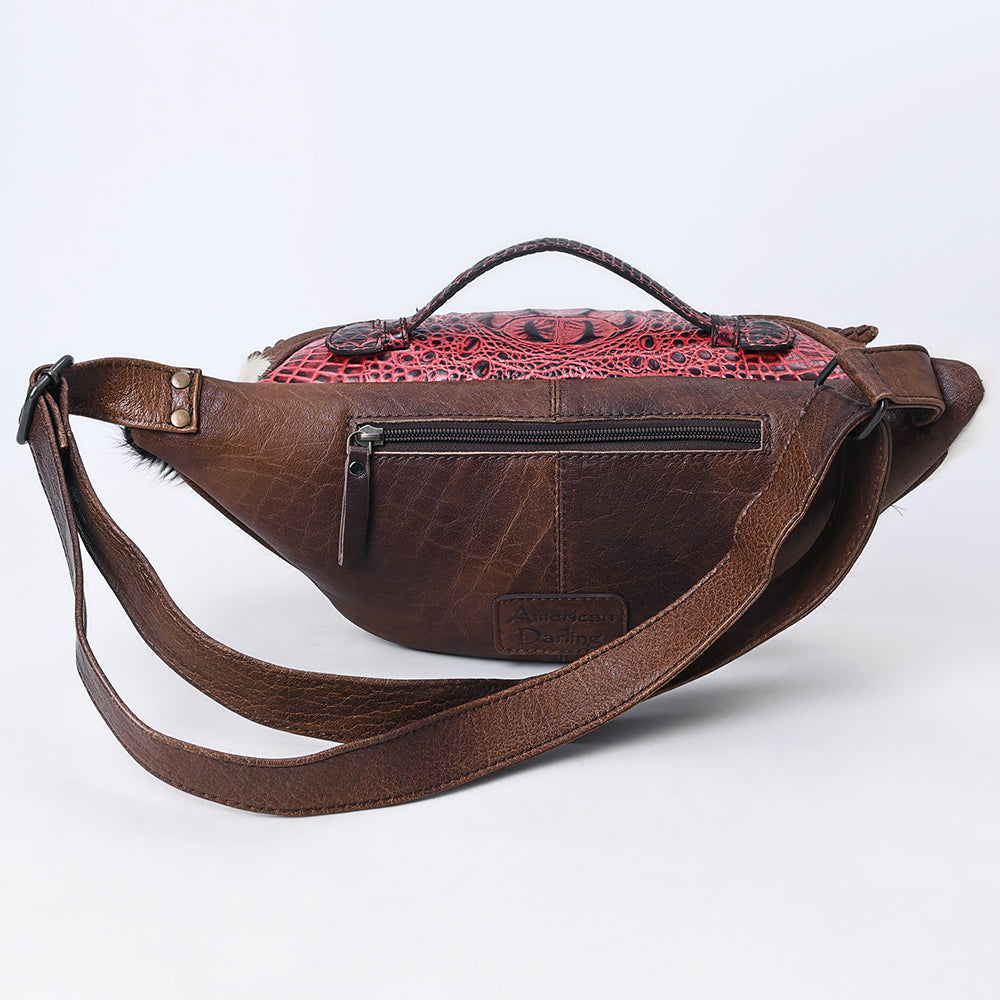 American Darling Pouch Hair On Crocodile Embossed Genuine Leather women bag western handbag purse