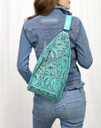 American Darling Sling Hand Tooled Genuine Leather Women Bag Western Handbag Purse