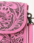 American Darling Cell Phone Holder Hand Tooled Genuine Leather Women Bag Western Handbag Purse
