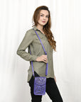 American Darling Cell Phone Holder Hand Tooled Genuine Leather Women Bag Western Handbag Purse