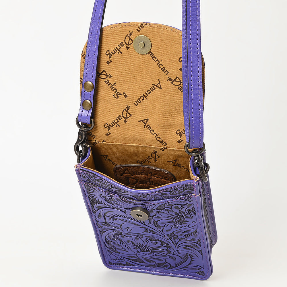 American Darling Cell Phone Holder Hand Tooled Genuine Leather Women Bag Western Handbag Purse