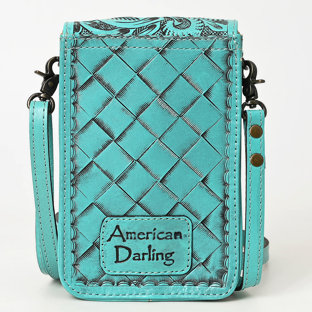 American Darling Cell Phone Holder Hand Tooled Genuine Leather Women Bag Western Handbag Purse