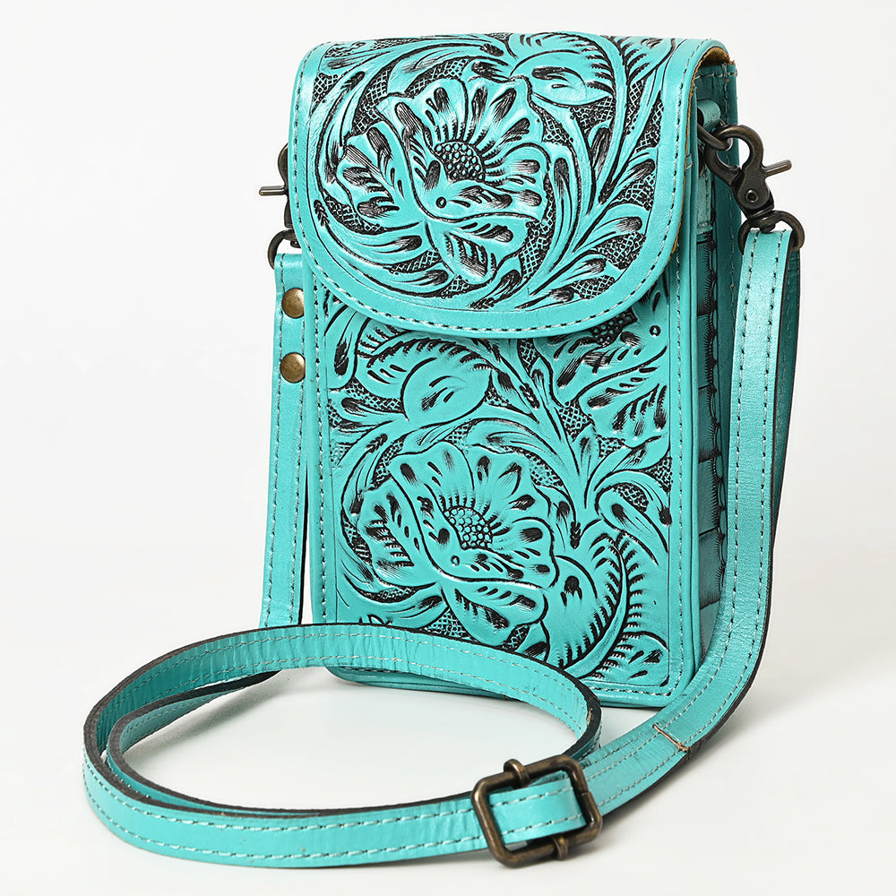 American Darling Cell Phone Holder Hand Tooled Genuine Leather Women Bag Western Handbag Purse