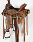 COMFYTACK Horse Barrel Racing American Leather Saddle Floral Dark Brown