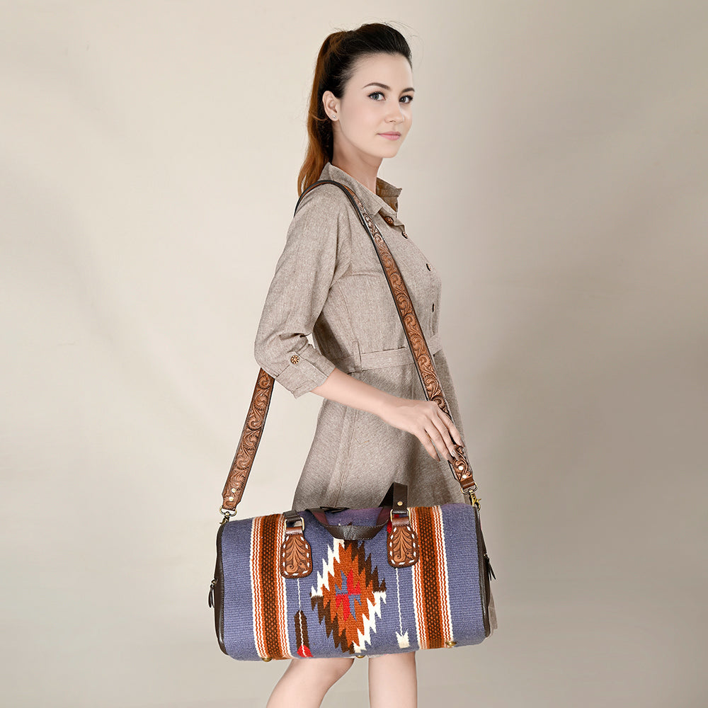 OHLAY OHA125 DUFFEL Hand Tooled Upcycled Wool Genuine Leather women bag western handbag purse