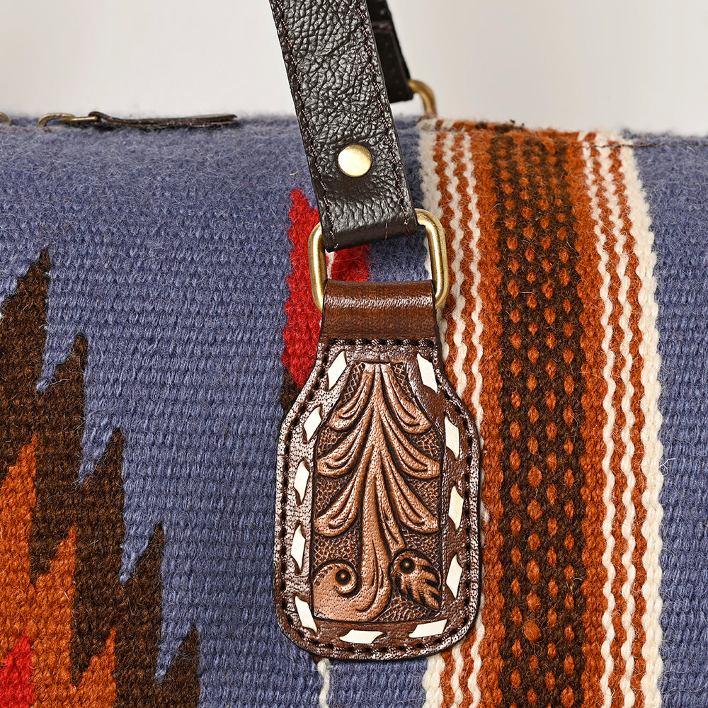 OHLAY OHA125 DUFFEL Hand Tooled Upcycled Wool Genuine Leather women bag western handbag purse