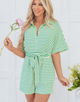 Annabelle Stripe Buttoned & Tie Romper