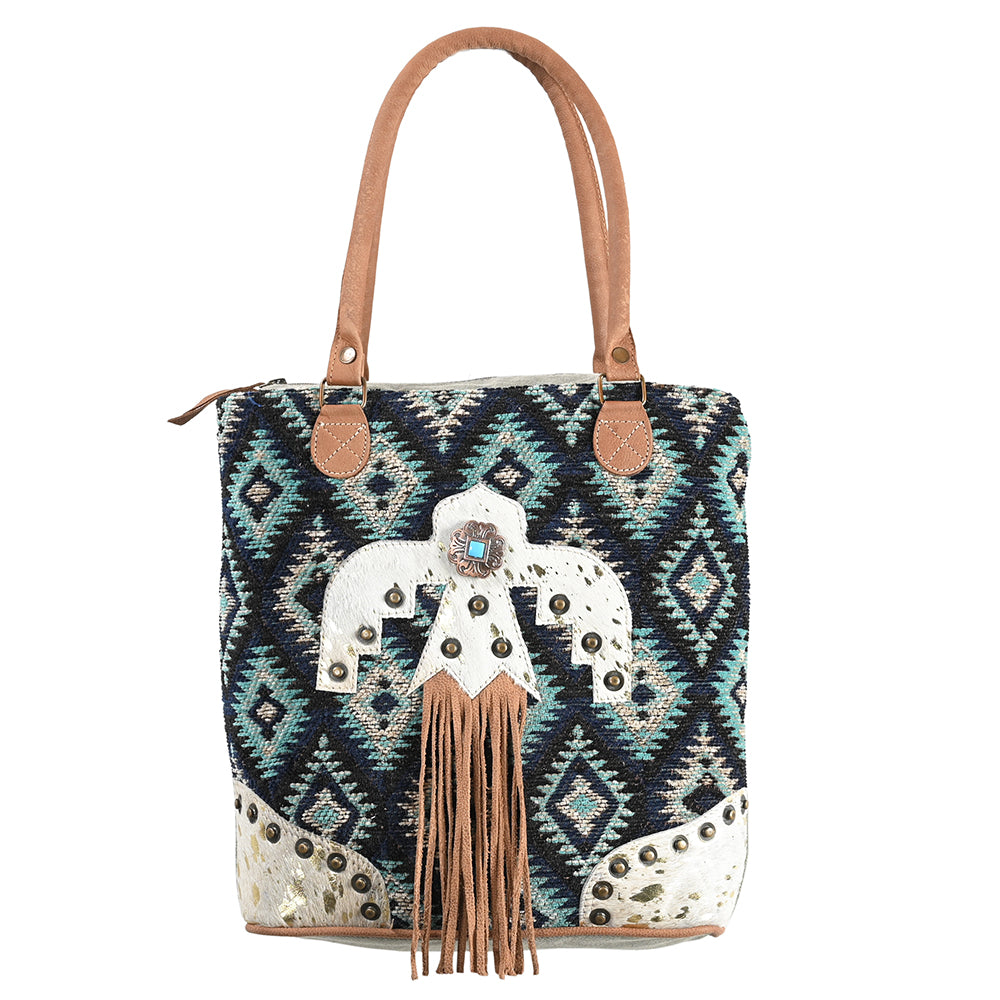 OHLAY OHV278 TOTE Upcycled Wool Upcycled Canvas Hair-on Genuine Leather women bag western handbag purse
