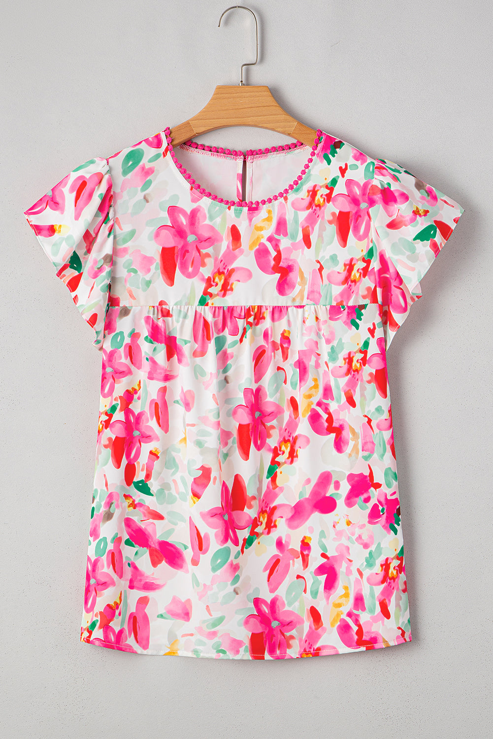Marlee Floral Flutter Sleeve Casual Blouse
