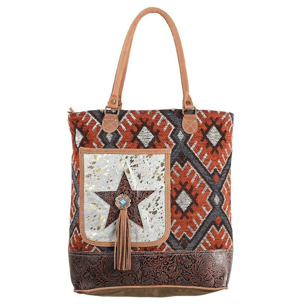 OHLAY OHV334 TOTE Upcycled Wool Upcycled Canvas Embossed Hair-on Genuine Leather women bag western handbag purse