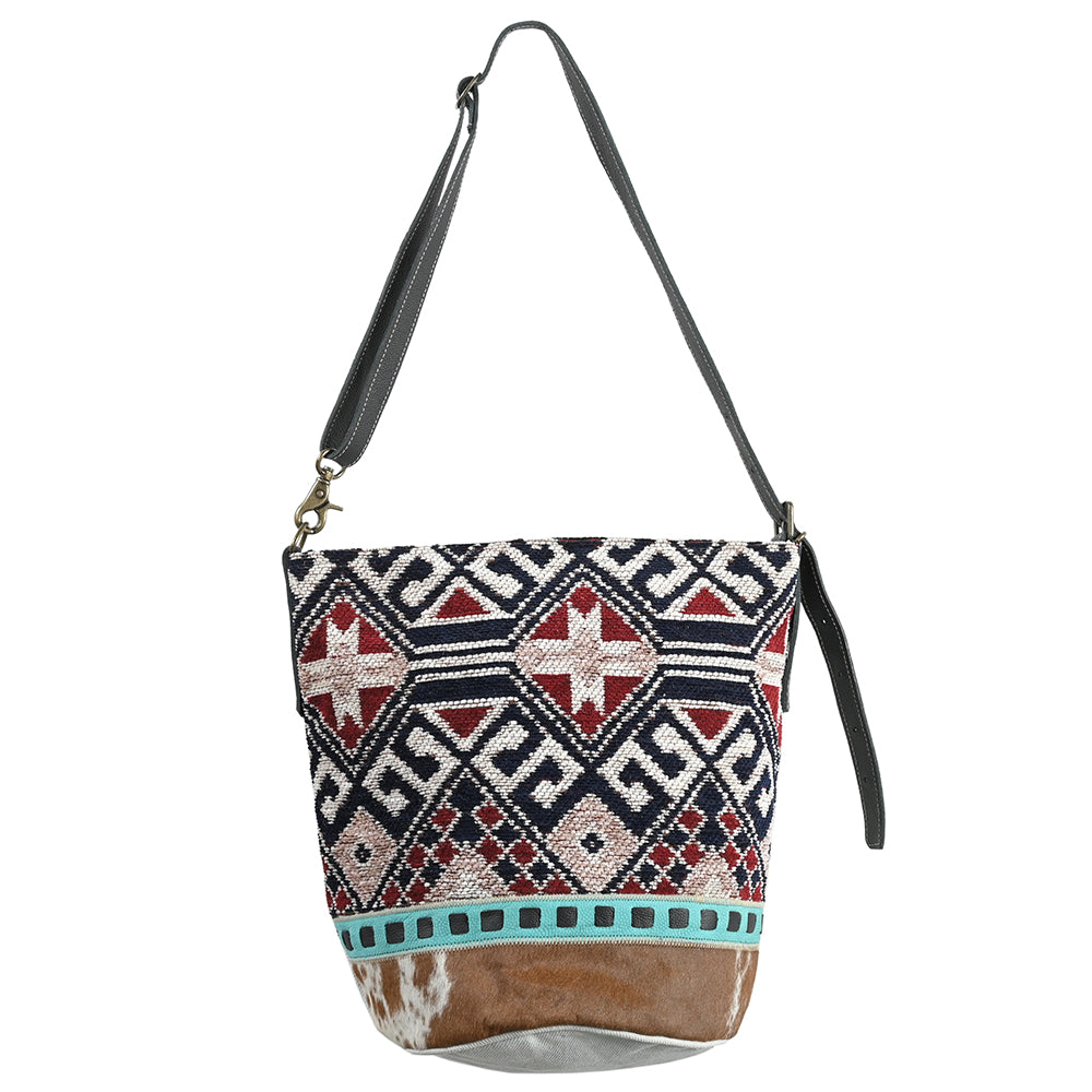 OHLAY OHV343 Cross Body Upcycled Wool Upcycled Canvas Hair-On Genuine Leather women bag western handbag purse