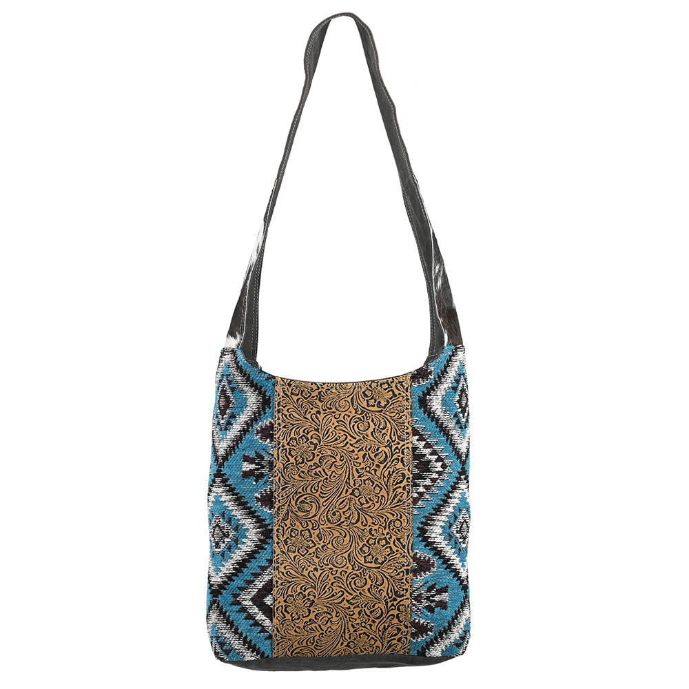 OHLAY OHV347 Cross Body Embossed Upcycled Wool Upcycled Canvas Genuine Leather women bag western handbag purse