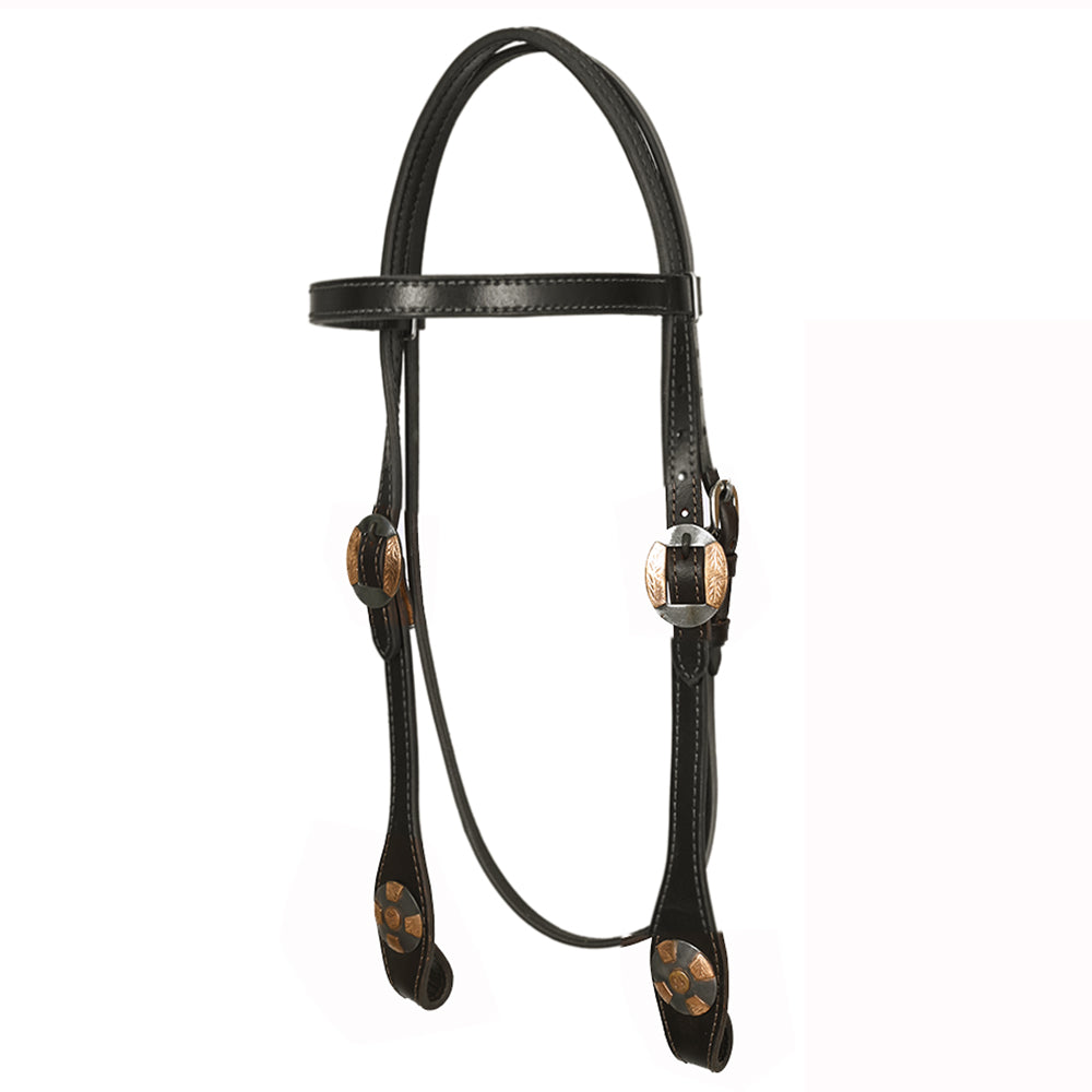 Hilason Western Horse Genuine Leather Headstall Bridle Engraved GS Concho Brown