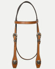 Hilason Western Horse Genuine Leather Headstall Bridle Engraved GS Concho Chestnut