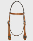 Hilason Western Horse Genuine Leather Headstall Bridle Engraved GS Concho Chestnut