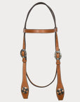 Hilason Western Horse Genuine Leather Headstall Bridle Engraved GS Concho Chestnut